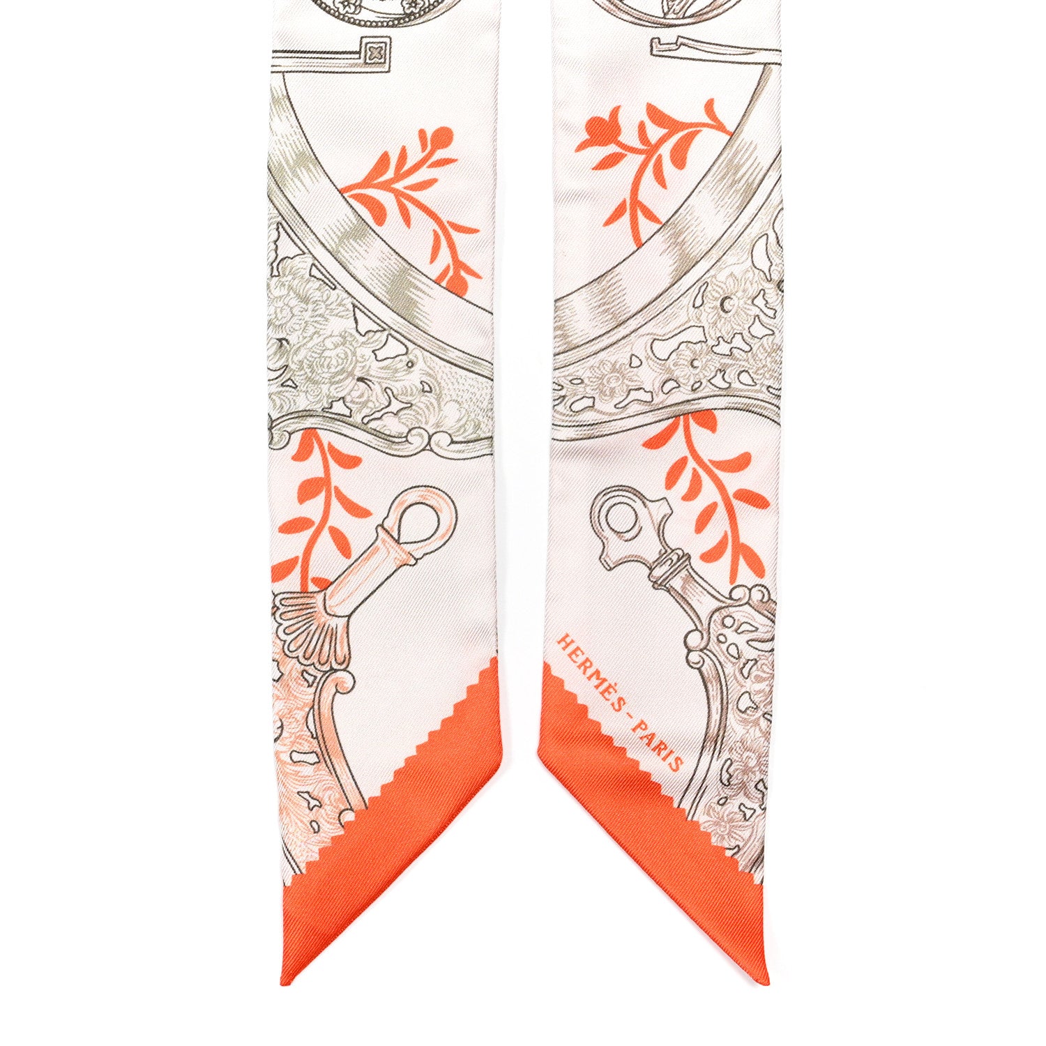 Hermes Silk Etriers Remix Twilly Verveine Orange Kaki 2 of 4