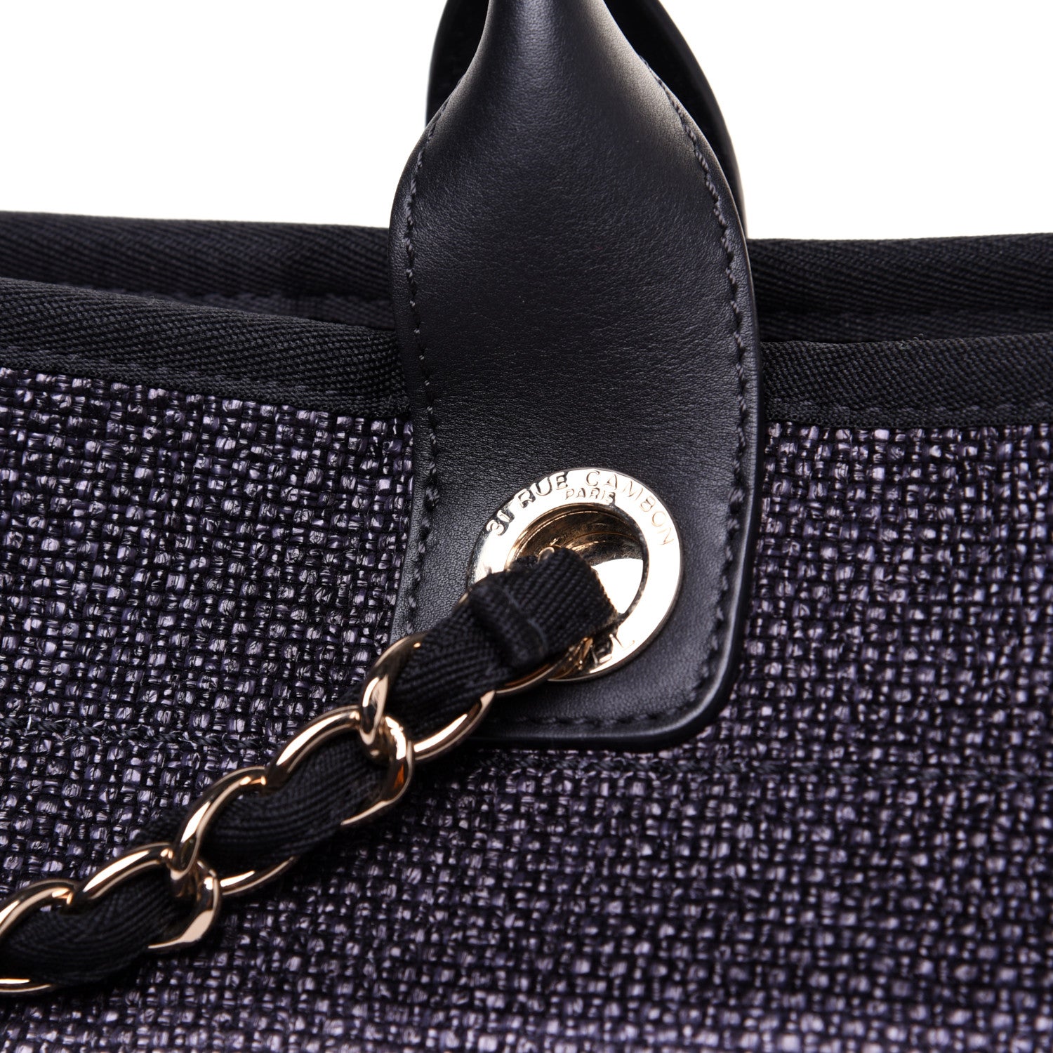 Chanel Woven Straw Raffia Medium Deauville Tote Navy 13 of 14