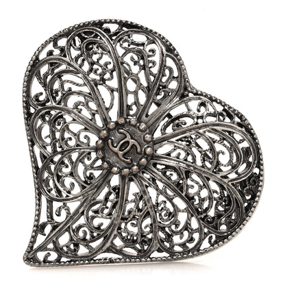 Chanel Ruthenium CC Heart Brooch 1 of 4