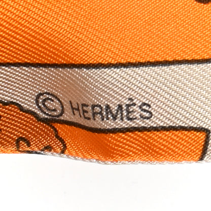 Hermes Silk Les Nouveaux Amoureux de Paris Twilly Orange Ciel Beige 3 of 8
