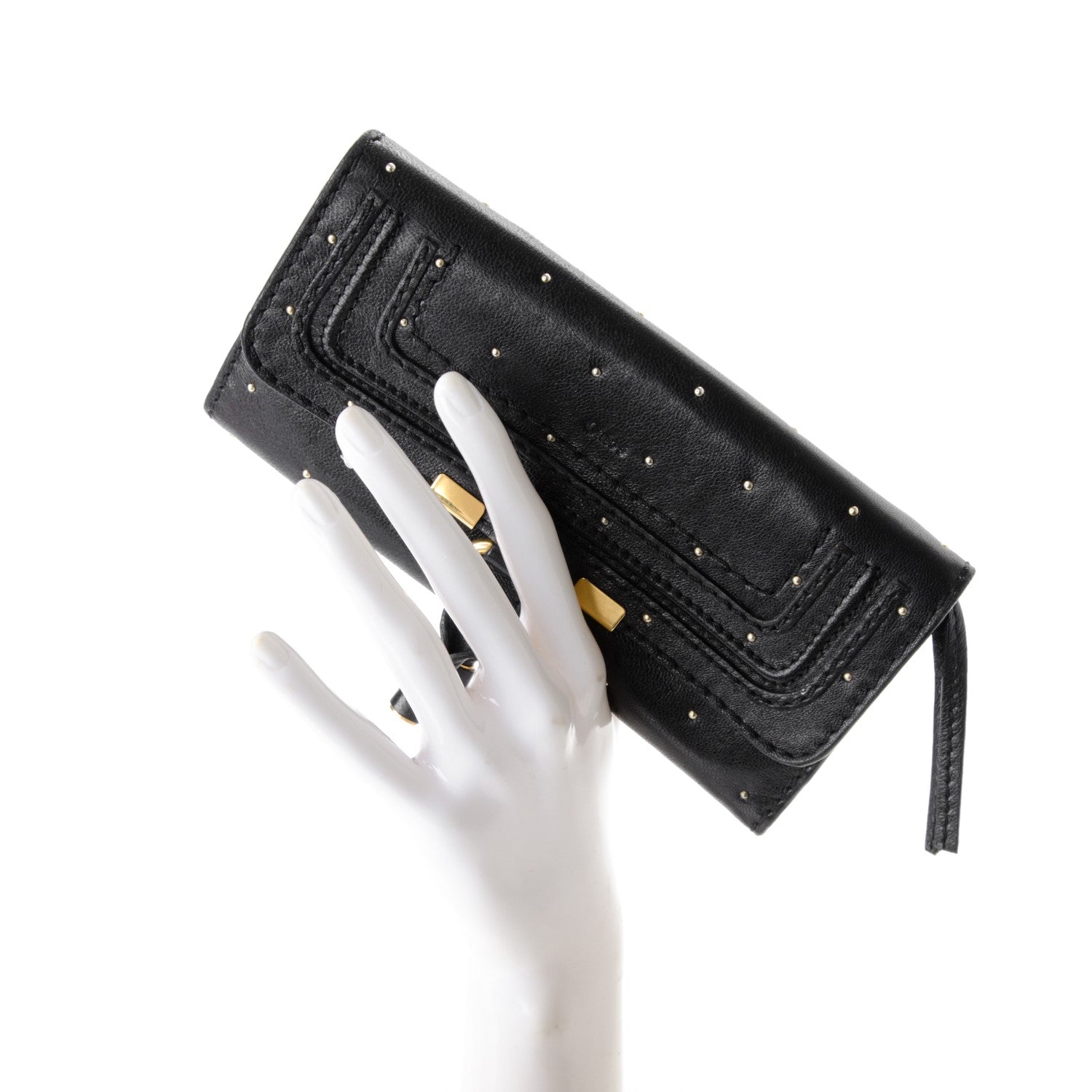 Chloe Calfskin Studded Marcie Continental Flap Wallet Black 2 of 8