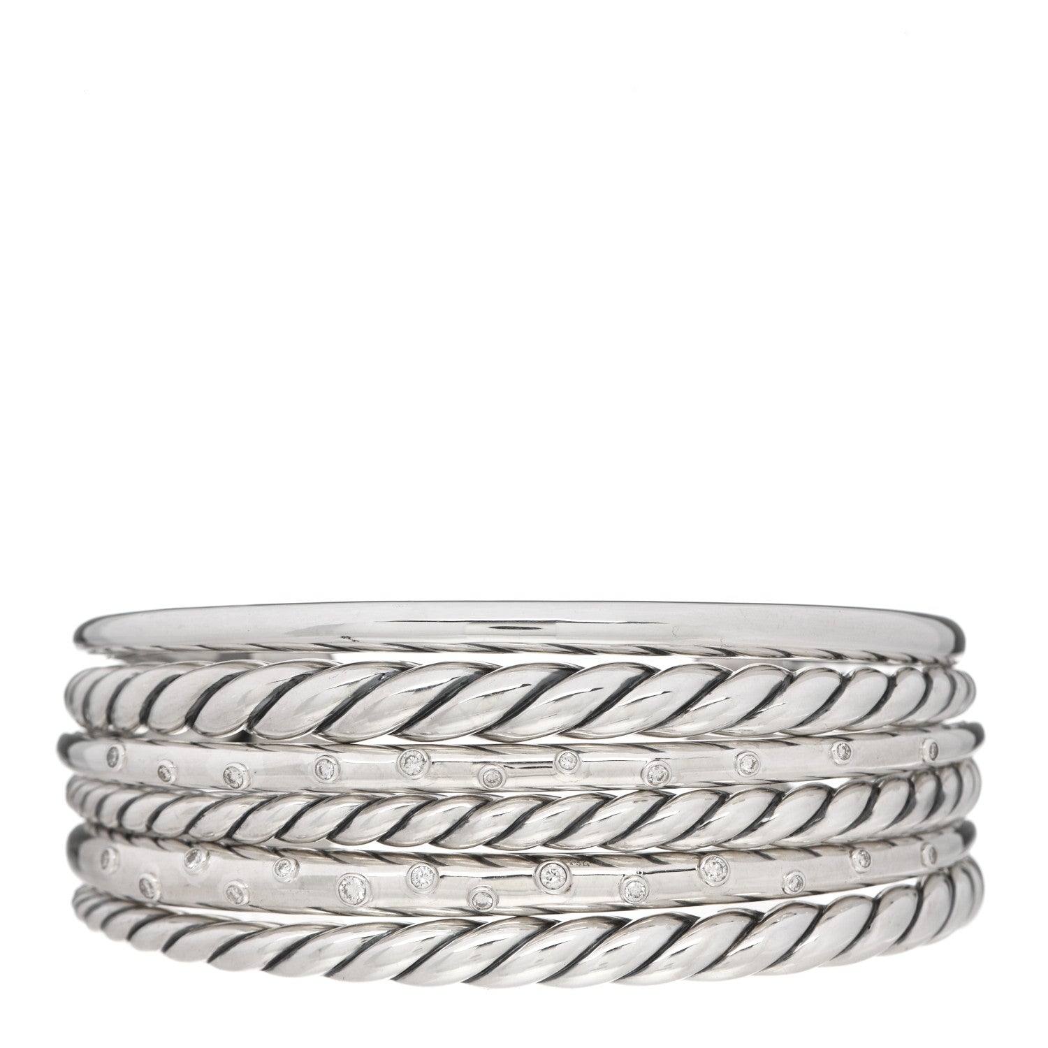 David Yurman Sterling Silver Diamond 29mm Pure Form Cuff Bracelet 1 of 3