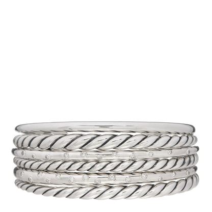 David Yurman Sterling Silver Diamond 29mm Pure Form Cuff Bracelet 1 of 3