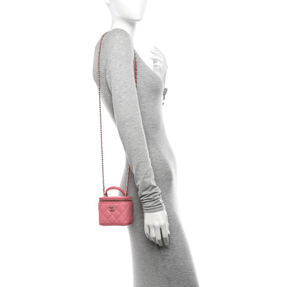 Chanel Lambskin Quilted Top Handle Mini Vanity Case With Chain Pink 2 of 11