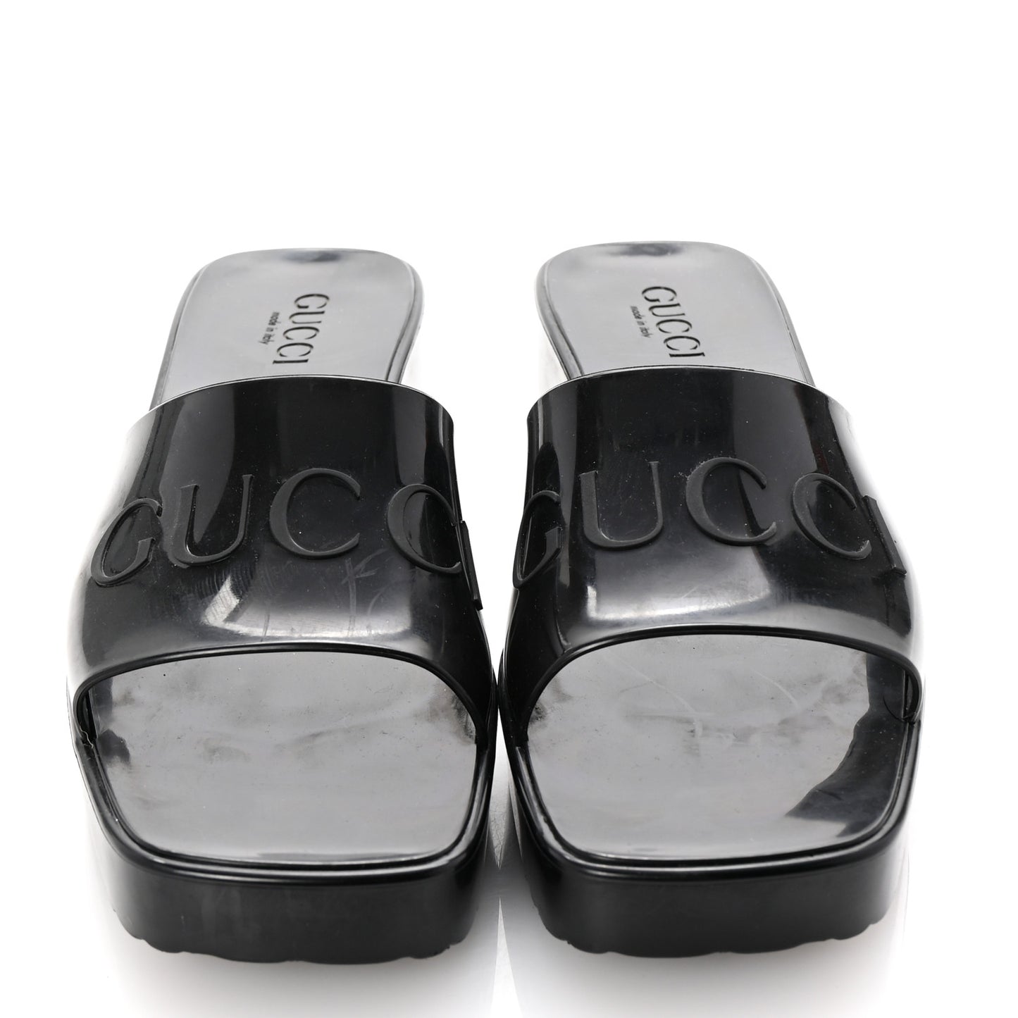 Rubber Gucci Logo Womens Platform 20/60mm Slide Sandals 39 Black