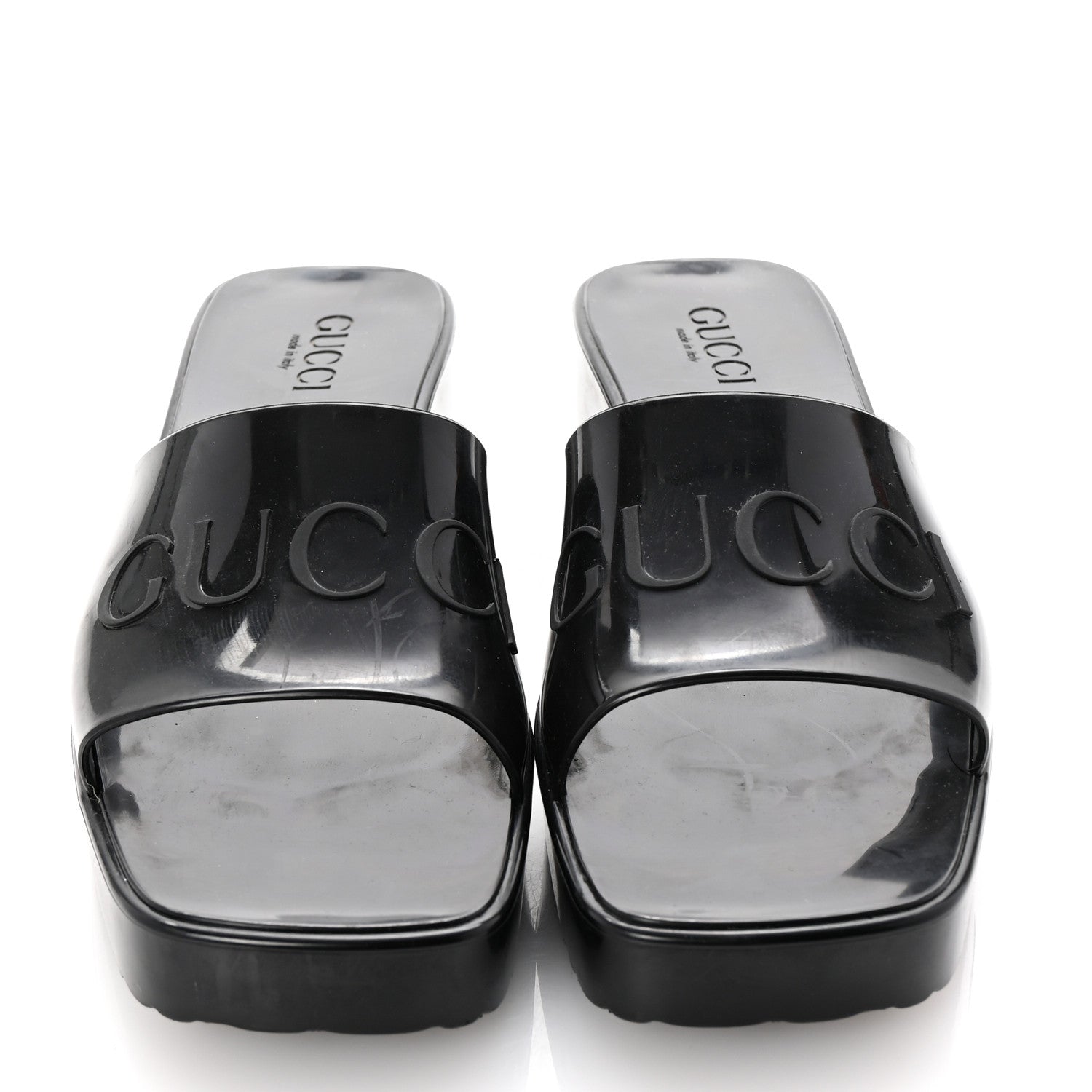 Gucci Rubber Gucci Logo Womens Platform 20/60mm Slide Sandals 39 Black 3 of 8