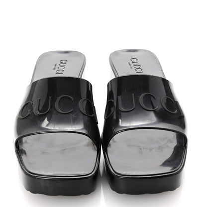 Gucci Rubber Gucci Logo Womens Platform 20/60mm Slide Sandals 39 Black 3 of 8