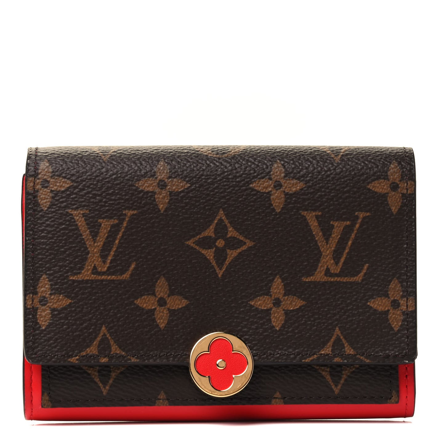 Monogram Flore Compact Wallet Coquelicot