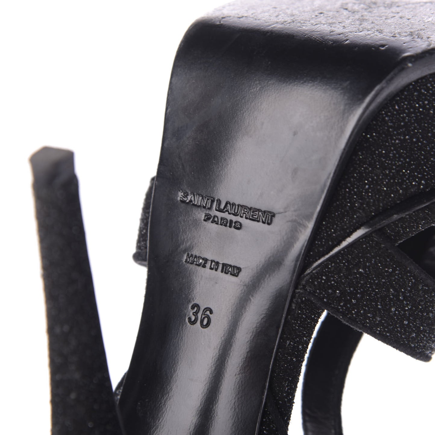 Glitter Effect Calfskin Tribute 105 Platform Sandals 36 Black