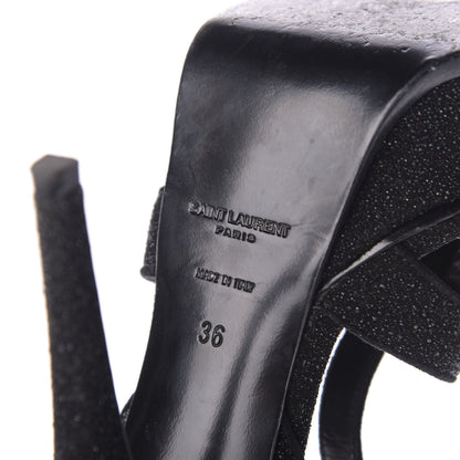 Saint Laurent Glitter Effect Calfskin Tribute 105 Platform Sandals 36 Black 8 of 10