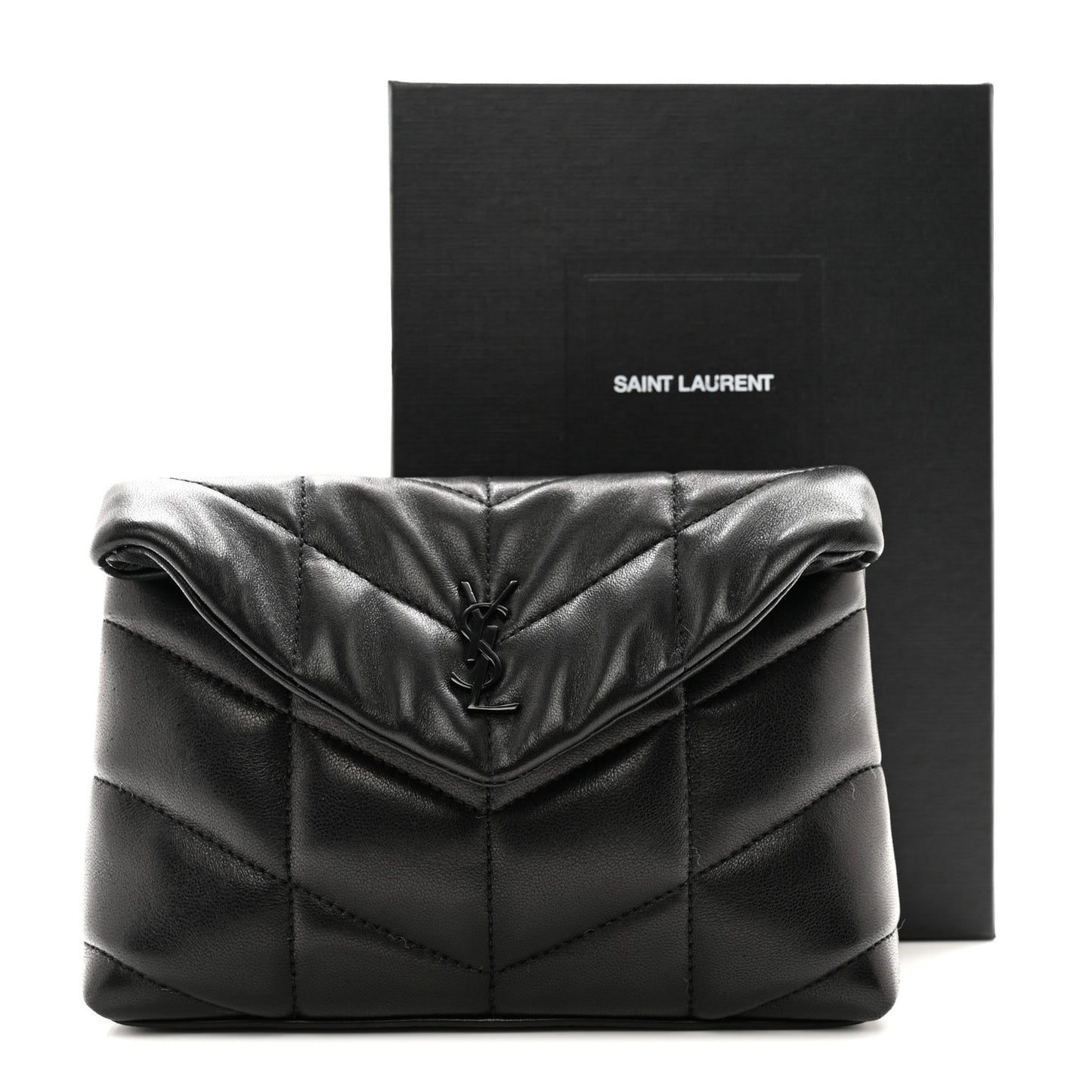 Lambskin Monogram Loulou Puffer Pouch Clutch Black