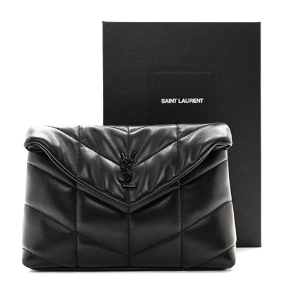 Saint Laurent Lambskin Monogram Loulou Puffer Pouch Clutch Black 8 of 8