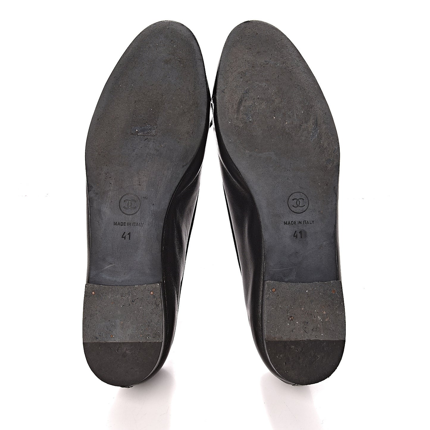 Lambskin Patent Cap Toe Ballerina Flats 41 Black