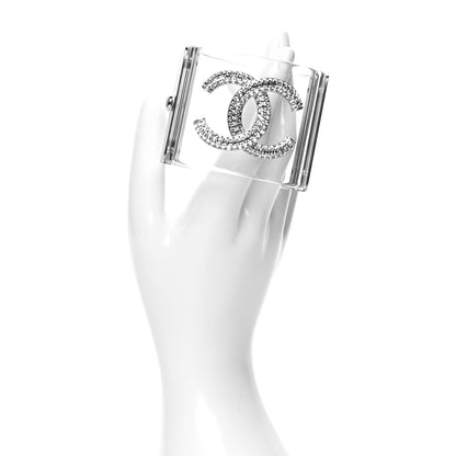 Chanel Lucite Baguette Crystal CC Cuff Transparent Silver 2 of 6