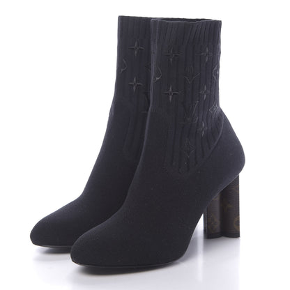 Louis Vuitton Monogram Stretch Fabric Silhouette Ankle Boots 39 Black 3 of 7