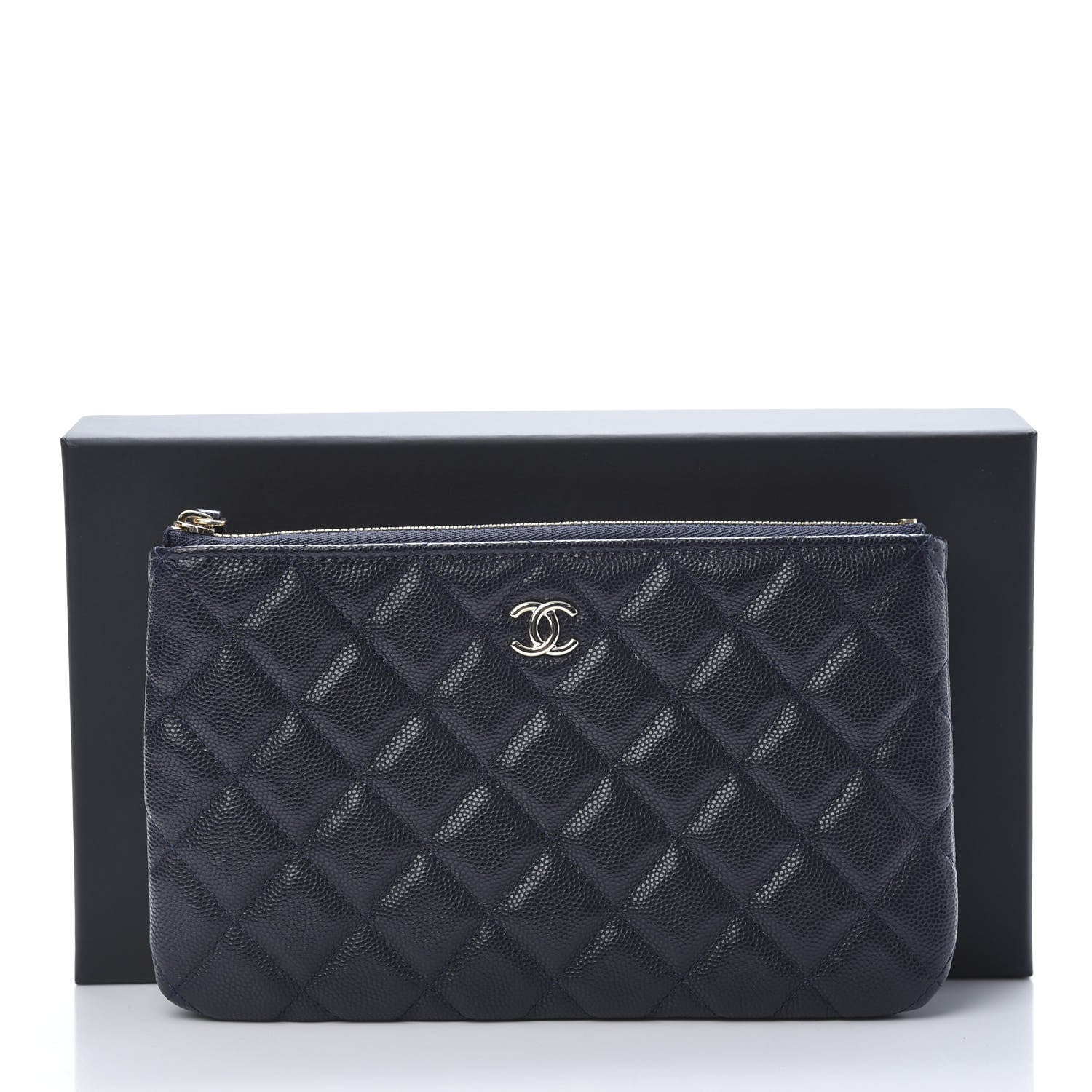 Chanel Caviar Quilted Cosmetic Case Navy 8 of 8