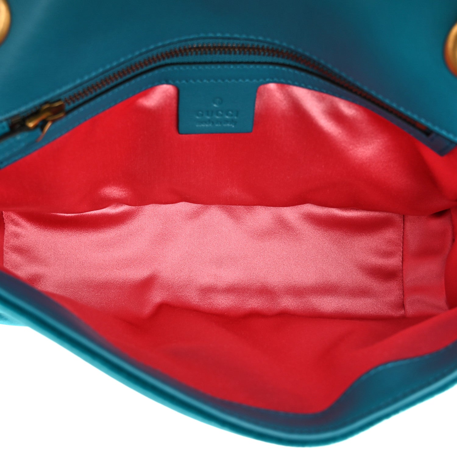 Gucci Velvet Matelasse Small GG Marmont Shoulder Bag Pavone Cyan 5 of 12