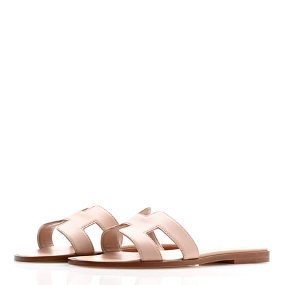Hermes Box Calfskin Oran Sandals 36.5 Bois De Santal 3 of 9