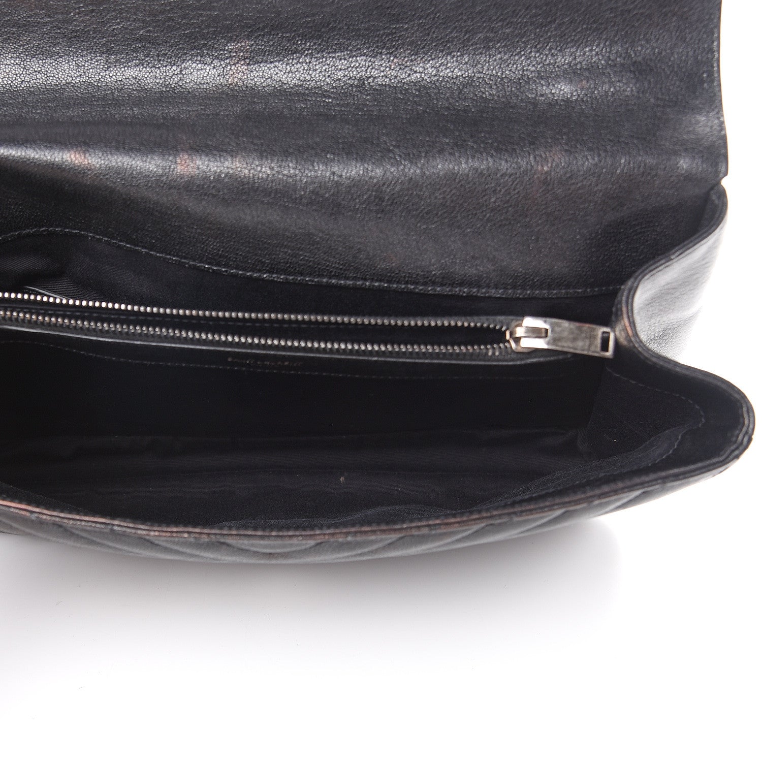 Saint Laurent Sheepskin Matelasse Chevron Monogram Large College Satchel Black 4 of 12