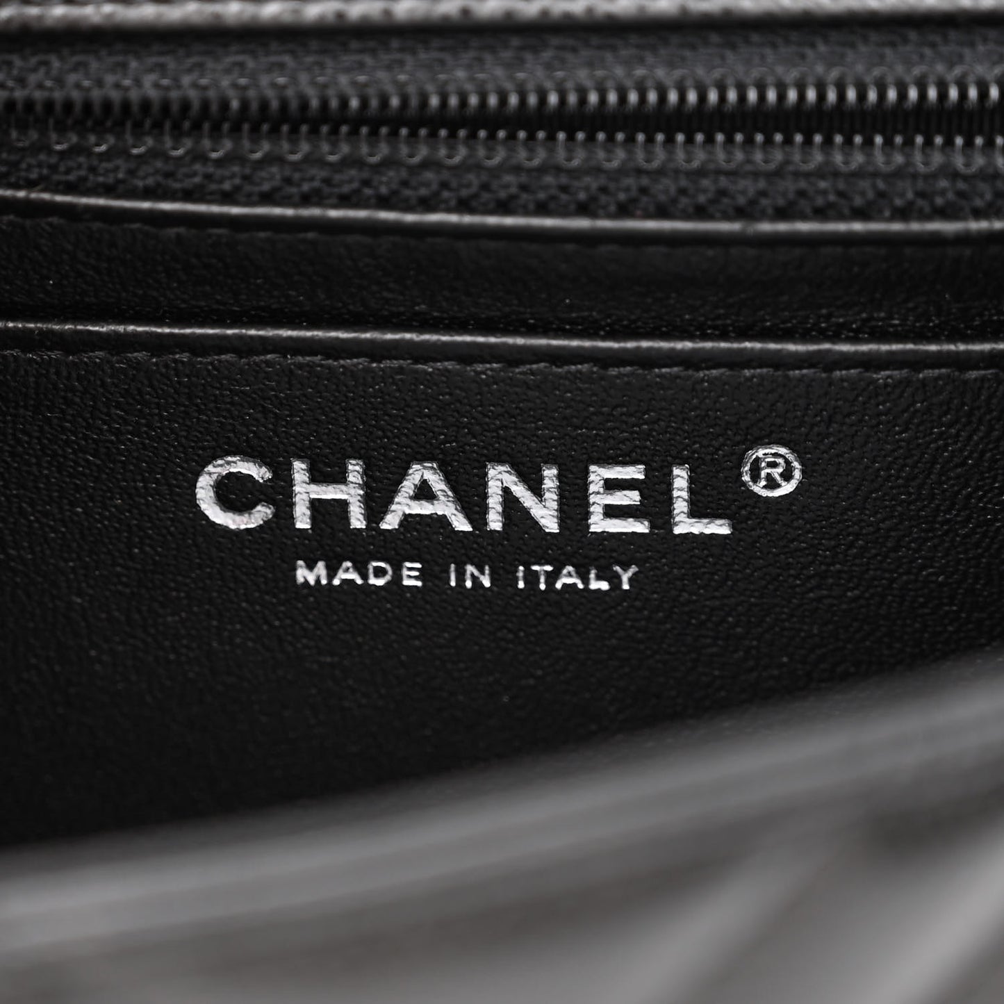 Caviar Chevron Quilted Mini Square Flap Black