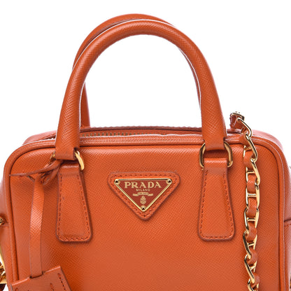 Prada Saffiano Lux Mini Top Handle Crossbody Bag Papaya 11 of 11