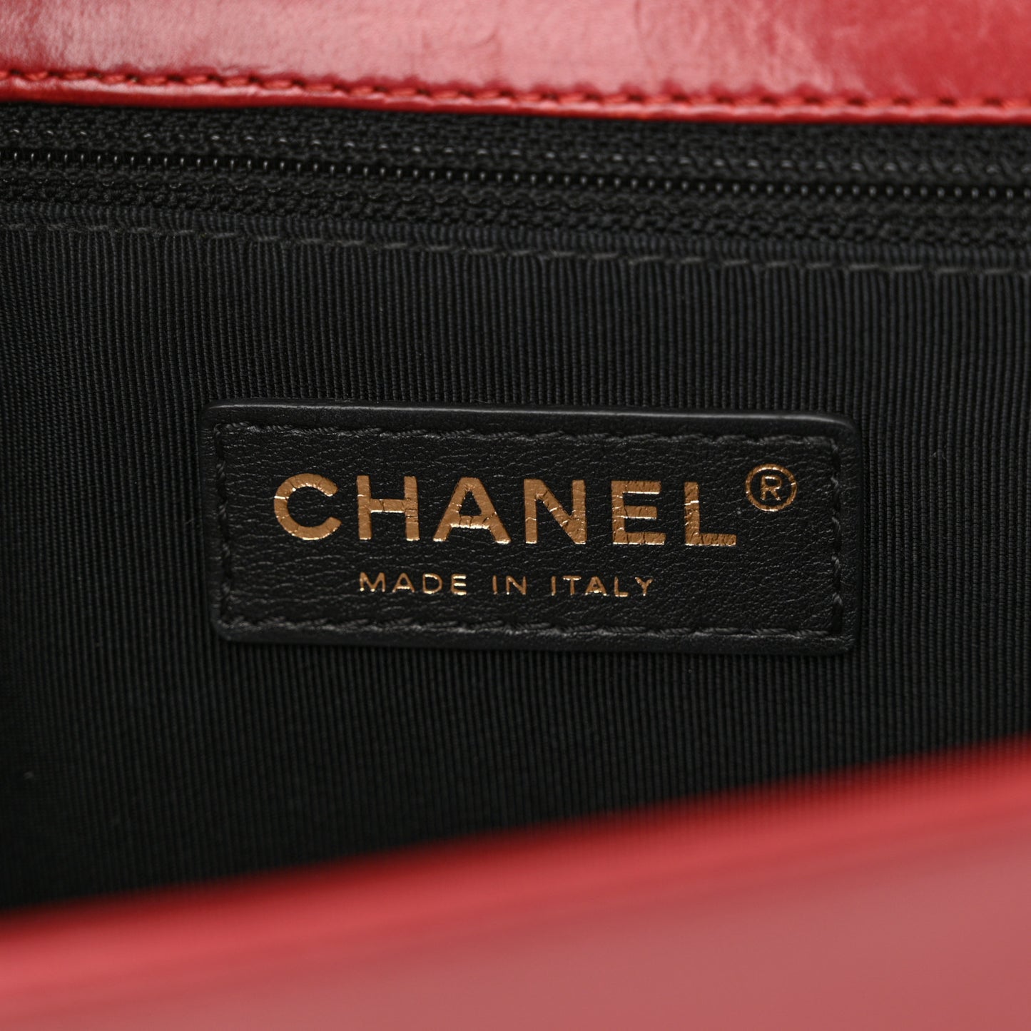 Glazed Calfskin Medium Boy Flap Red