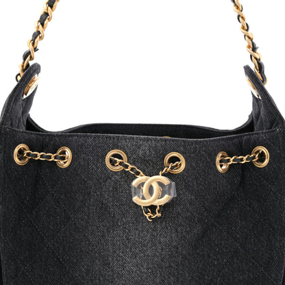 Chanel Washed Denim Quilted Mini Chanel 25 Handbag Black 8 of 11