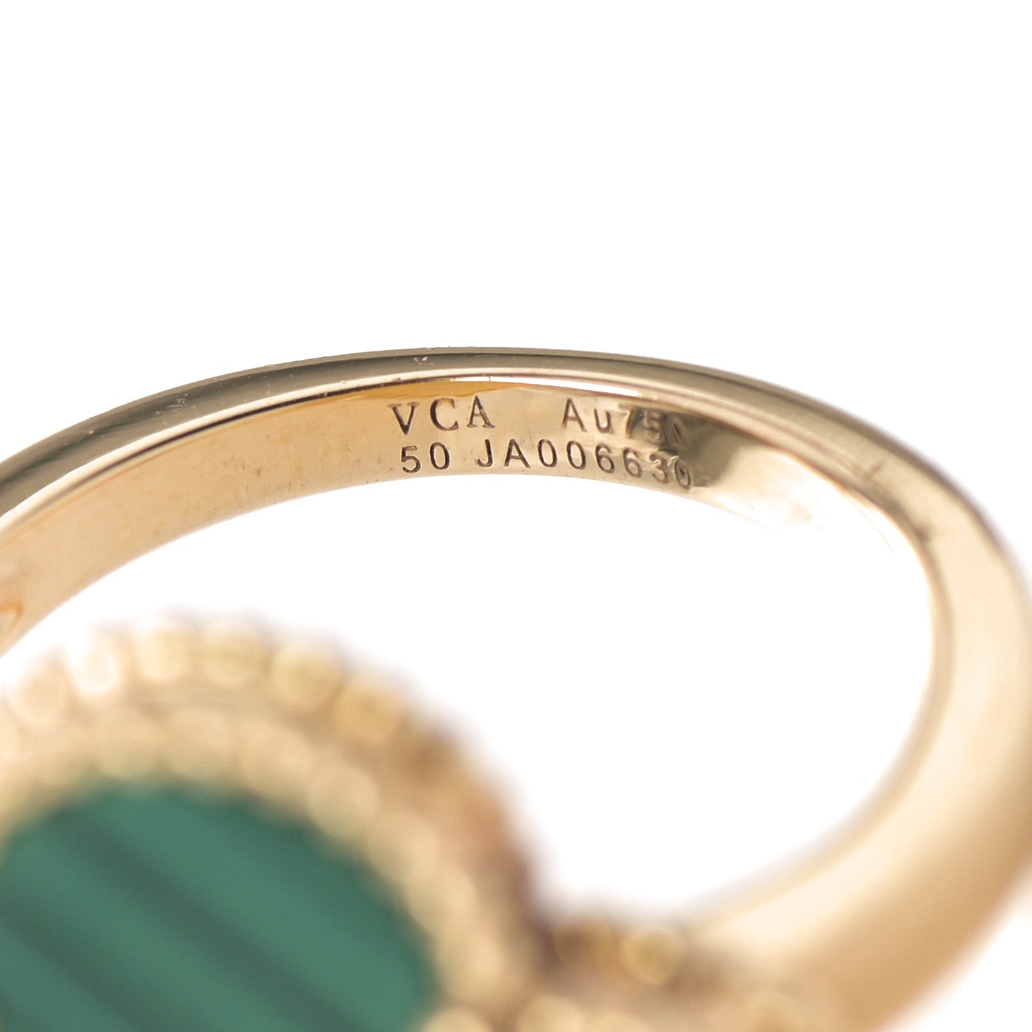 Van Cleef & Arpels 18K Yellow Gold Malachite Magic Alhambra Ring 50 5.25 4 of 5