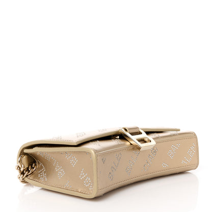 Balenciaga Metallic Smooth Calfskin Crystal Diagonal Allover Logo Hourglass Wallet Light Gold Crystal 4 of 11