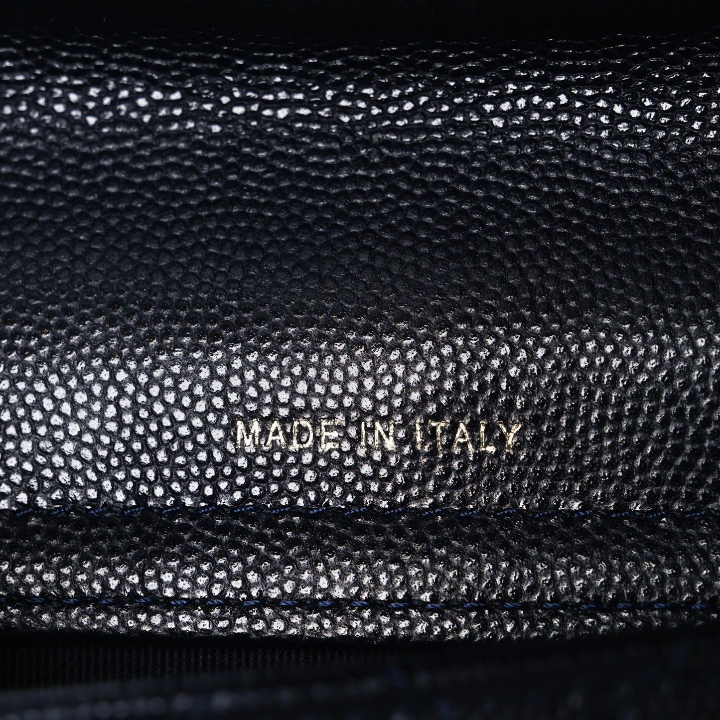 Caviar Quilted Flap Phone Holder With Chain Navy Blue