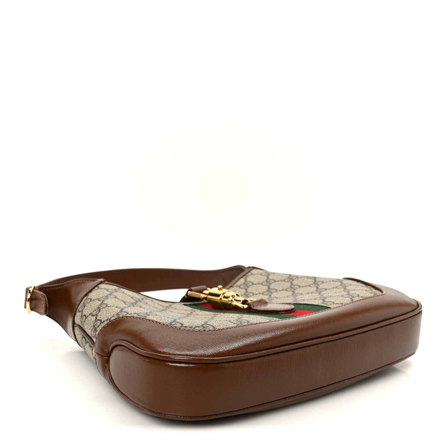 Gucci GG Supreme Monogram Azalea Calfskin Web Small Jackie 1961 Hobo Beige Ebony Brown Sugar Beige Ebony Brown Sugar 4 of 12