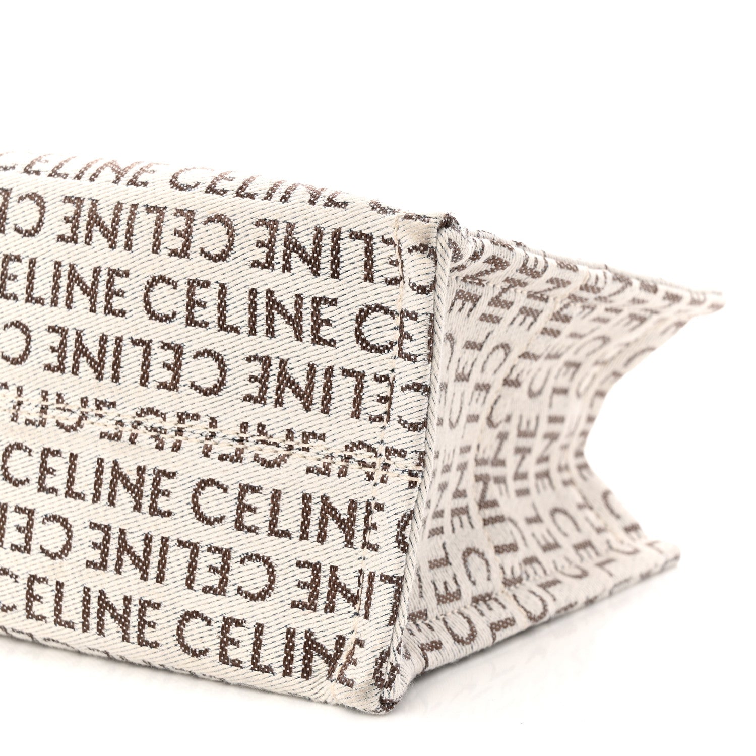 Celine Canvas Calfskin All Over Print Small Cabas Thais White Tan 8 of 8