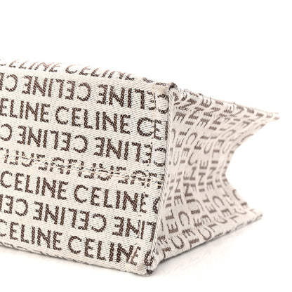 Celine Canvas Calfskin All Over Print Small Cabas Thais White Tan 8 of 8