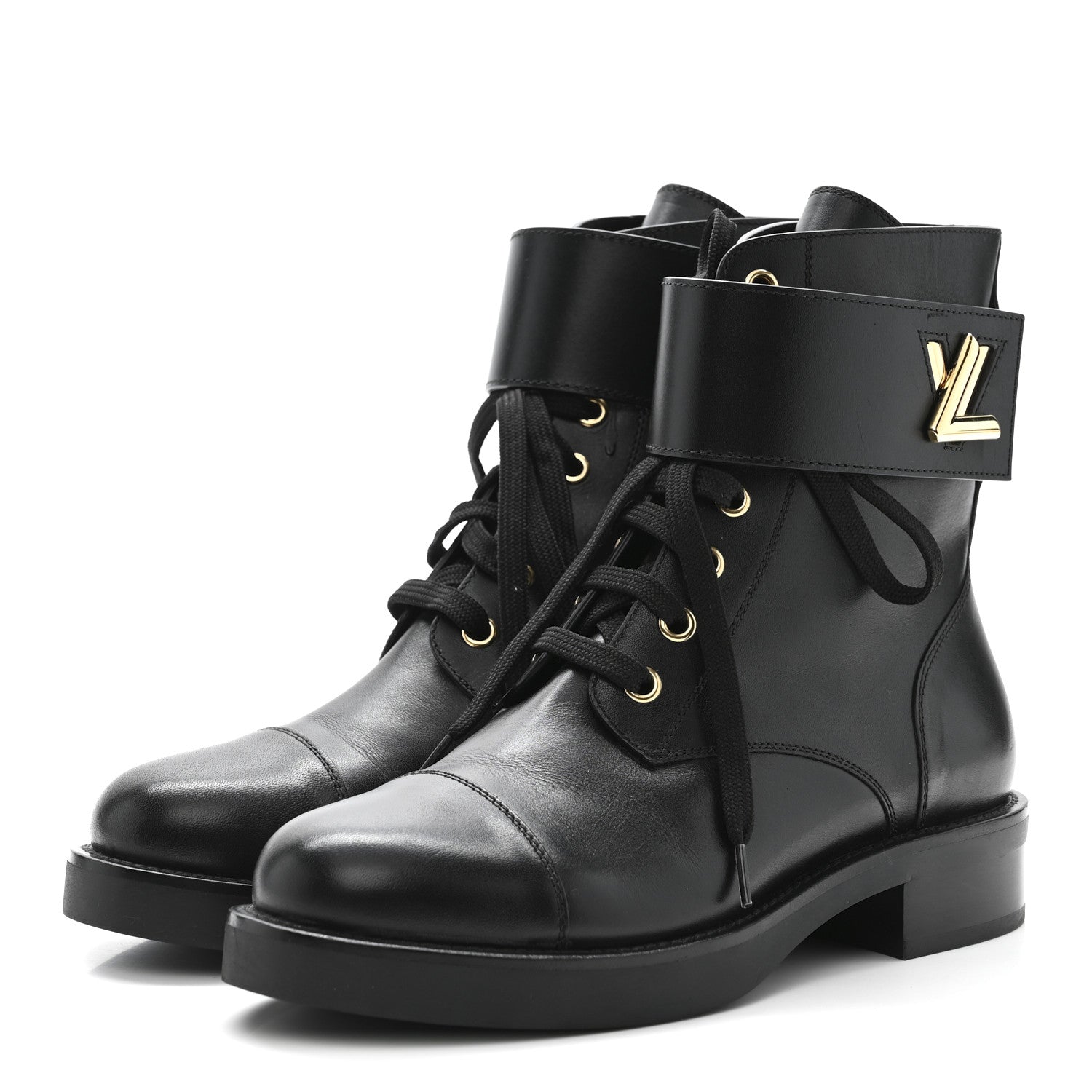 Louis Vuitton Calfskin Wonderland Flat Ranger Boots 37 Black 4 of 8