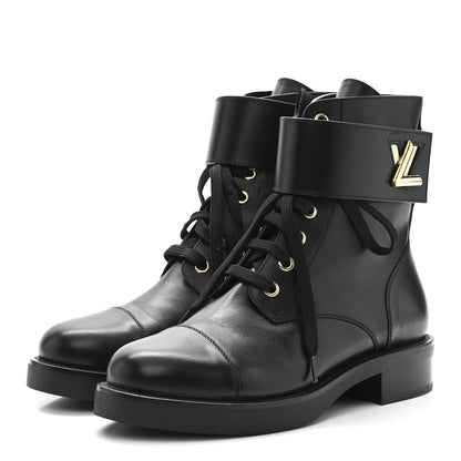 Louis Vuitton Calfskin Wonderland Flat Ranger Boots 37 Black 4 of 8