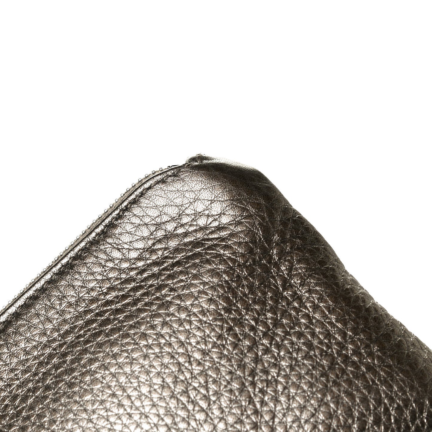 Metallic Pebbled Calfskin Tassel Clutch Pewter