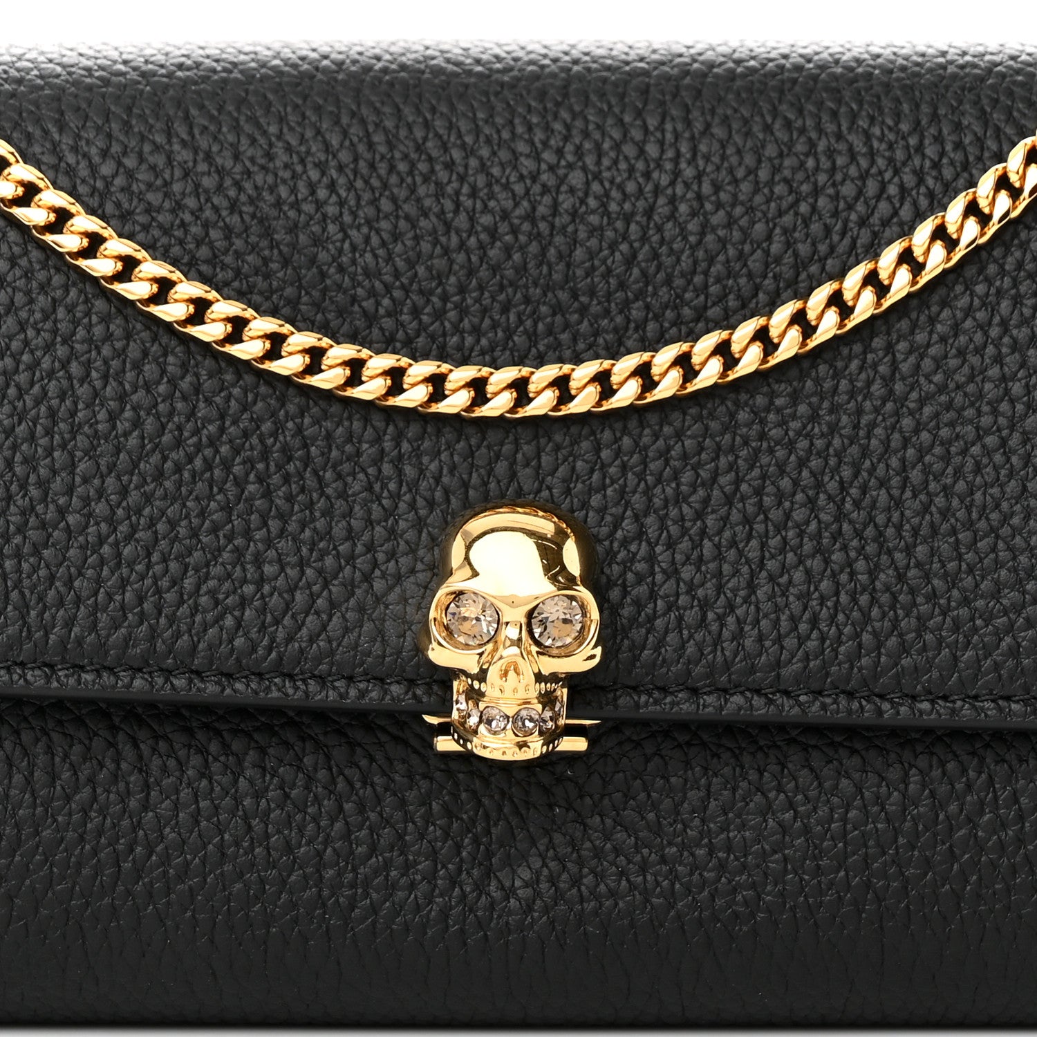 Alexander McQueen Pebbled Calfskin Skull Wallet on Chain Black 8 of 13
