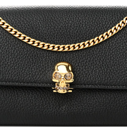 Alexander McQueen Pebbled Calfskin Skull Wallet on Chain Black 8 of 13