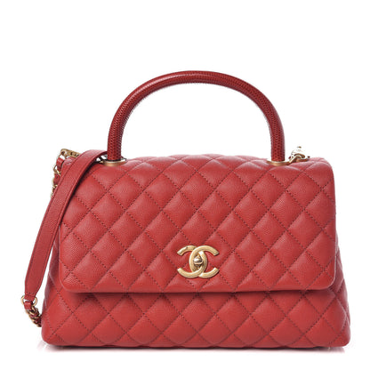 Chanel Caviar Lizard Quilted Small Coco Handle Flap Red 1 of 11