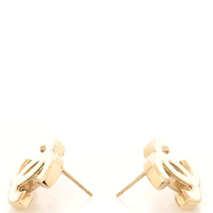 Chanel Enamel CC Earrings Gold White 3 of 4