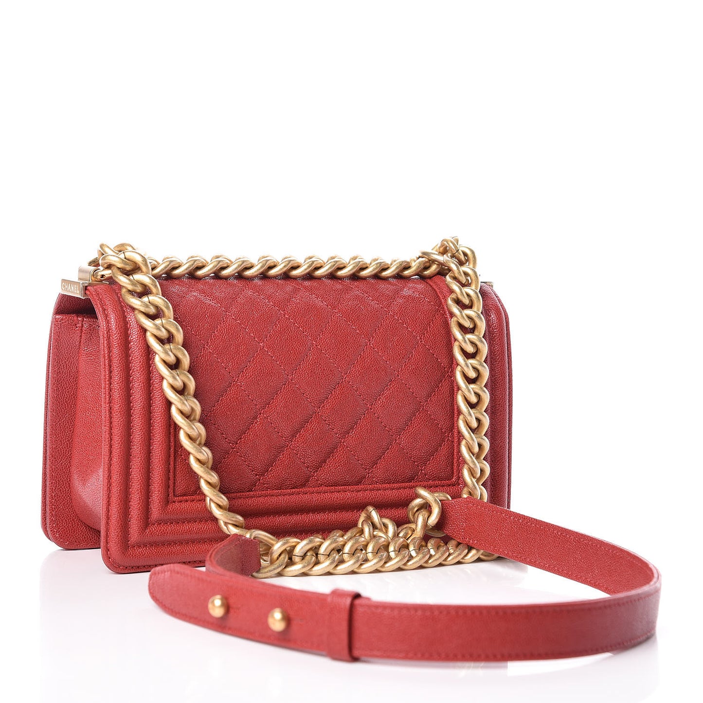 Caviar Quilted Small Boy Flap Red