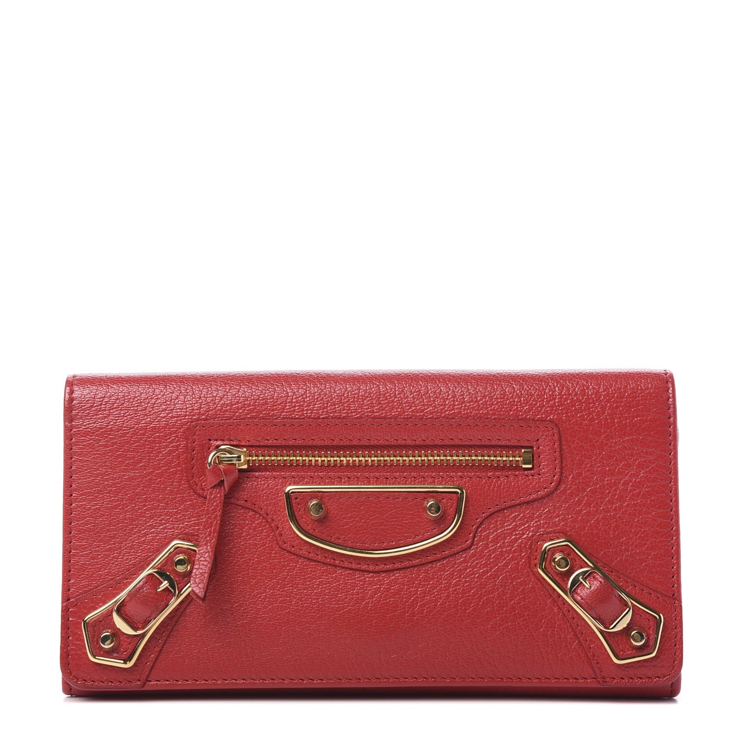 Chevre Gold Metallic Edge Hardware Money Wallet Rouge Grenade
