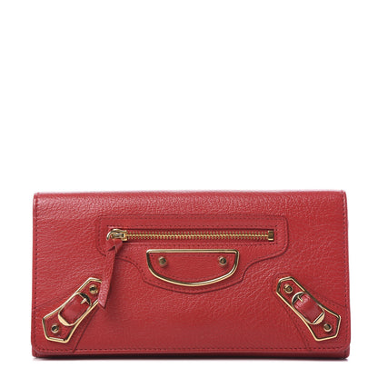 Balenciaga Chevre Gold Metallic Edge Hardware Money Wallet Rouge Grenade 1 of 6