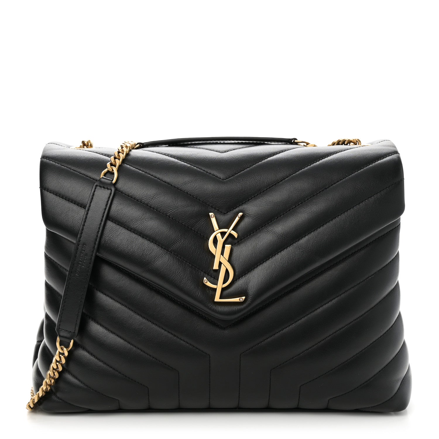Saint Laurent Calfskin Y Quilted Monogram Medium Loulou Chain Satchel Black 1 of 11