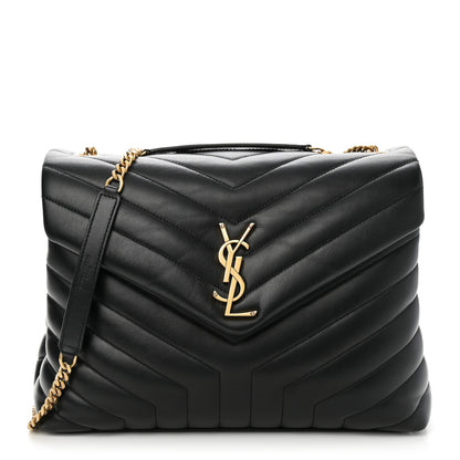 Saint Laurent Calfskin Y Quilted Monogram Medium Loulou Chain Satchel Black 1 of 11