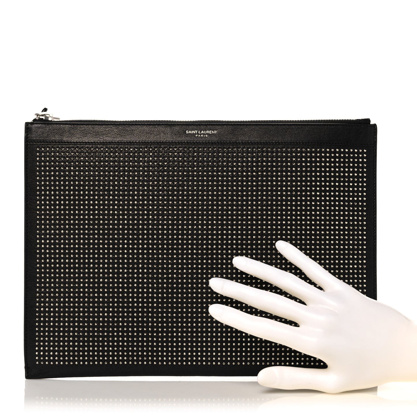 Calfskin Studded iPad Pouch Black