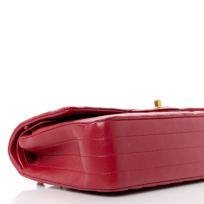 Chanel Lambskin Chevron Quilted Medium Double Flap Red 3 of 13
