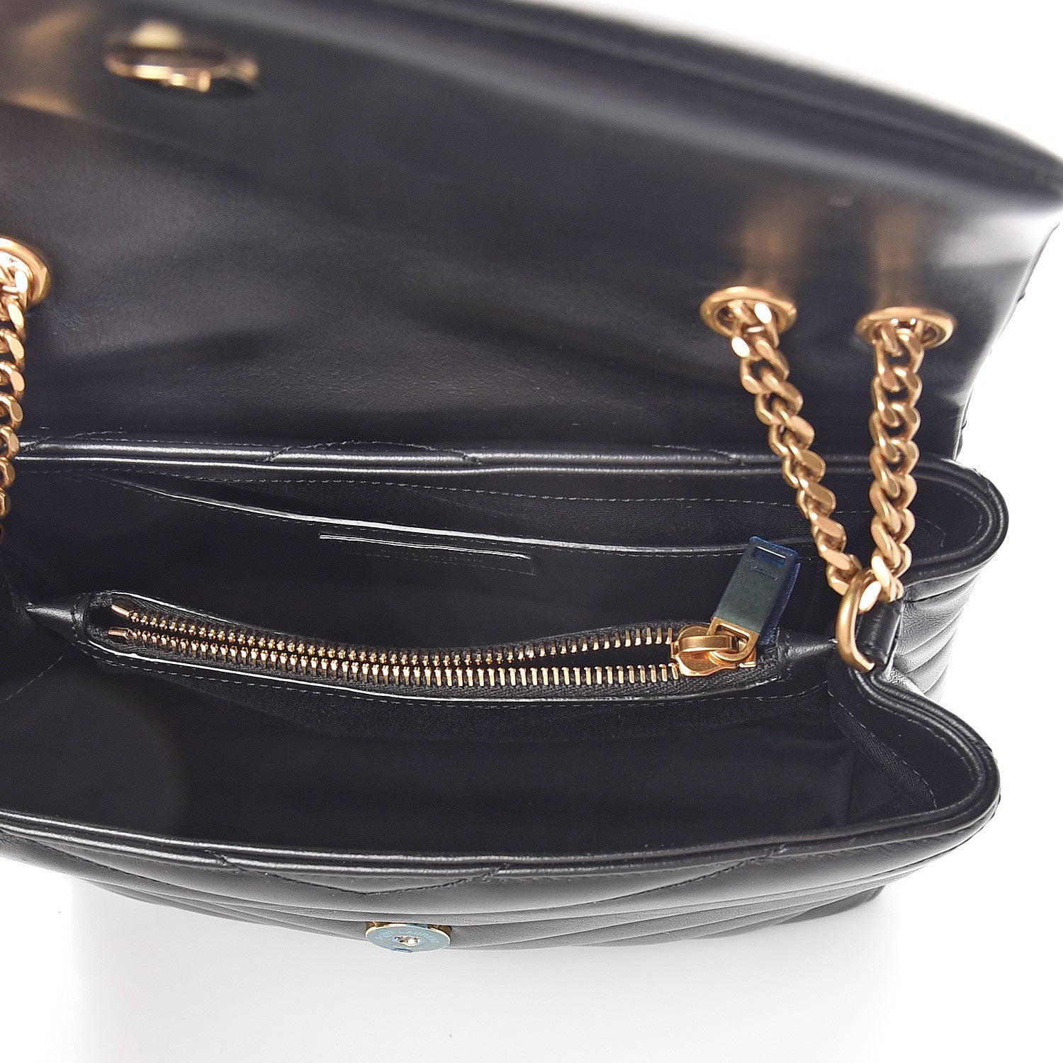 Saint Laurent Calfskin Y Quilted Monogram Small Loulou Chain Satchel Black 4 of 8