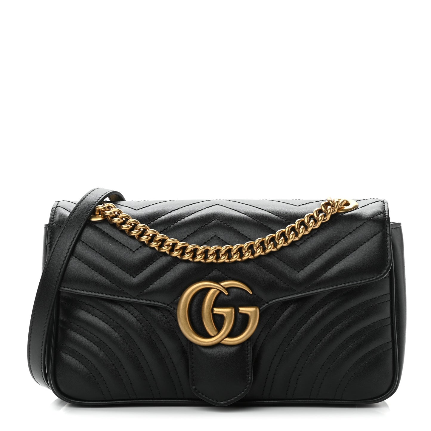 Calfskin Matelasse Small GG Marmont Shoulder Bag Black