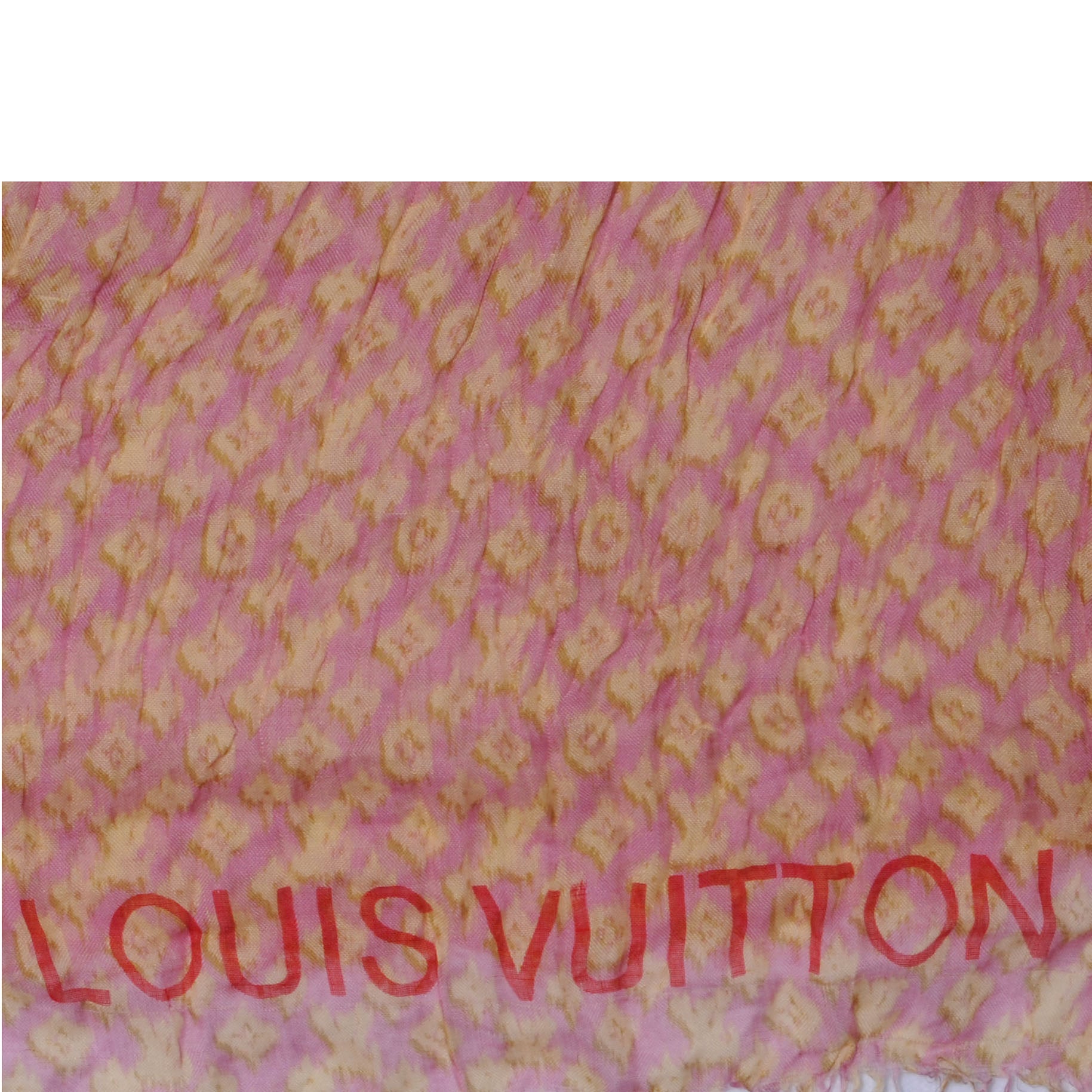 Louis Vuitton Cashmere Silk Monogram Ikat Stole Rose 4 of 7